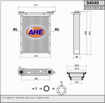 AHE 94040 - Теплообменник, отопление салона autodif.ru