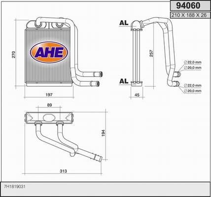 AHE 94060 - Теплообменник, отопление салона autodif.ru