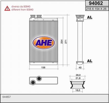 AHE 94062 - Теплообменник, отопление салона autodif.ru