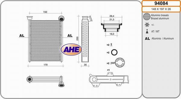 AHE 94084 - Теплообменник, отопление салона autodif.ru