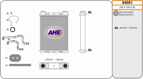 AHE 94081 - Теплообменник, отопление салона autodif.ru