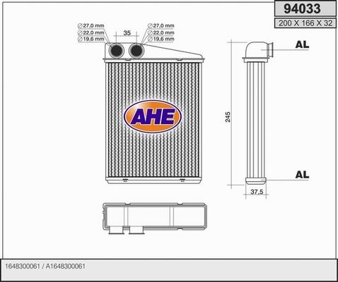 AHE 94033 - Теплообменник, отопление салона autodif.ru