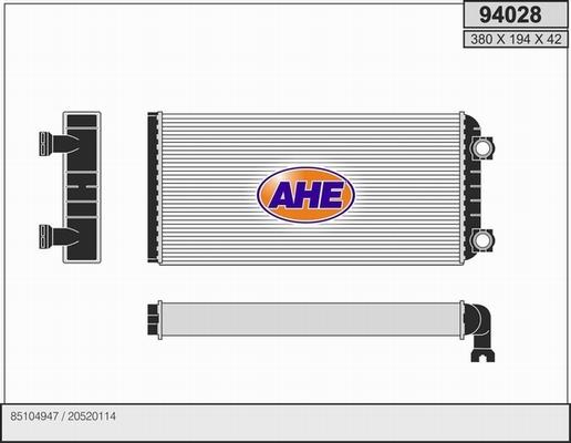AHE 94028 - Теплообменник, отопление салона autodif.ru