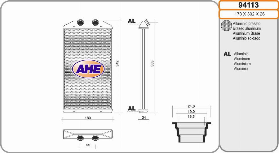 AHE 94113 - Теплообменник, отопление салона autodif.ru