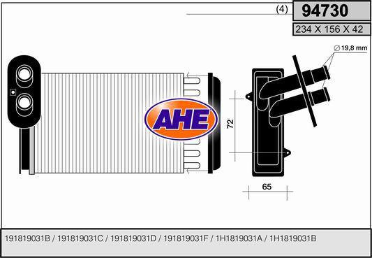AHE 94730 - Теплообменник, отопление салона autodif.ru