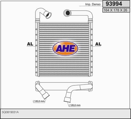 AHE 93994 - Теплообменник, отопление салона autodif.ru