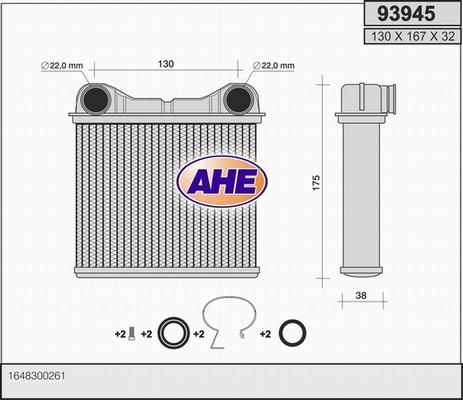 AHE 93945 - Теплообменник, отопление салона autodif.ru