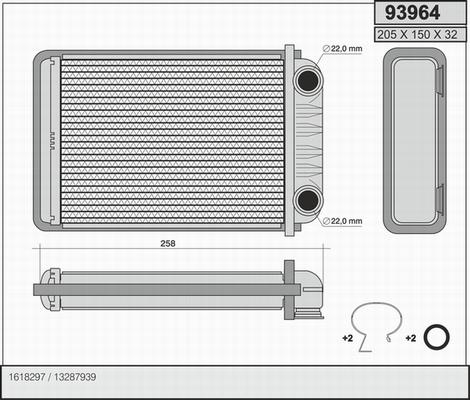AHE 93964 - Теплообменник, отопление салона autodif.ru