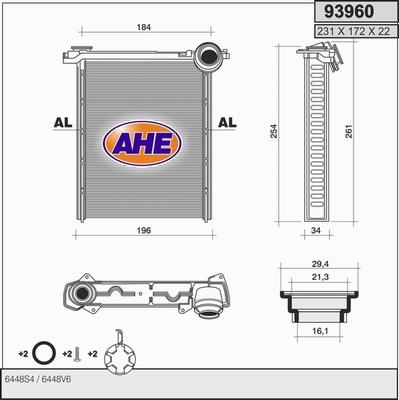 AHE 93960 - Теплообменник, отопление салона autodif.ru