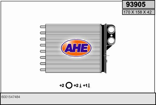 AHE 93905 - Теплообменник, отопление салона autodif.ru