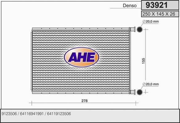 AHE 93921 - Теплообменник, отопление салона autodif.ru