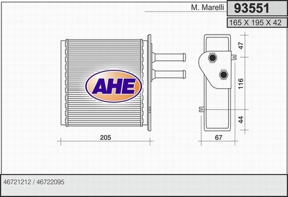 AHE 93551 - Теплообменник, отопление салона autodif.ru