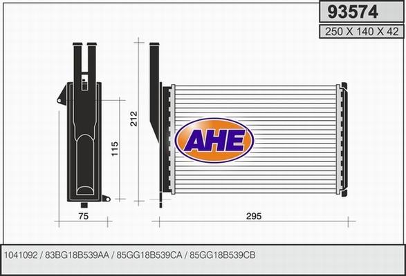AHE 93574 - Теплообменник, отопление салона autodif.ru