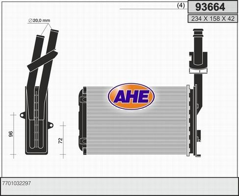 AHE 93664 - Теплообменник, отопление салона autodif.ru