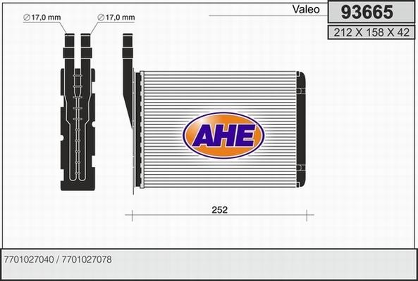 AHE 93665 - Теплообменник, отопление салона autodif.ru