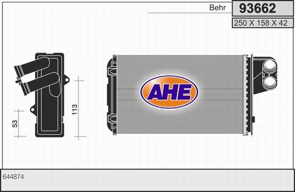 AHE 93662 - Теплообменник, отопление салона autodif.ru