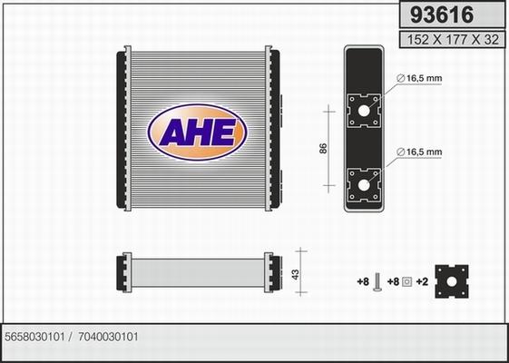 AHE 93616 - Теплообменник, отопление салона autodif.ru