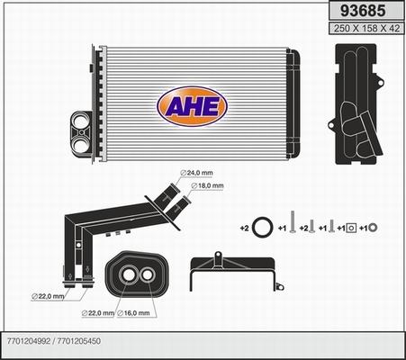 AHE 93685 - Теплообменник, отопление салона autodif.ru