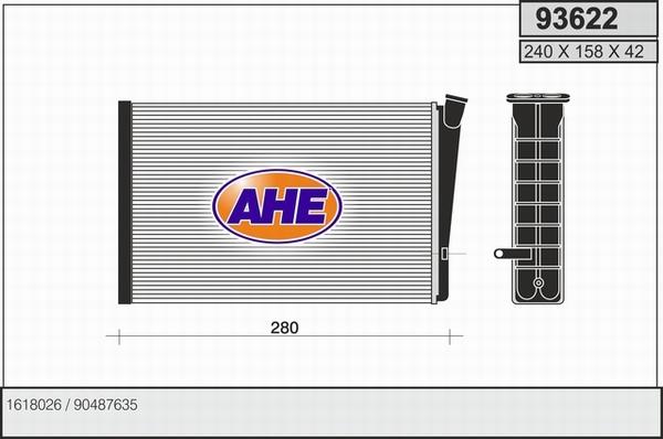 AHE 93622 - Теплообменник, отопление салона autodif.ru