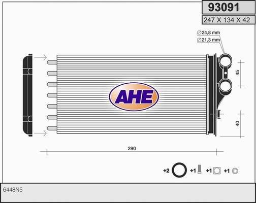AHE 93091 - Теплообменник, отопление салона autodif.ru