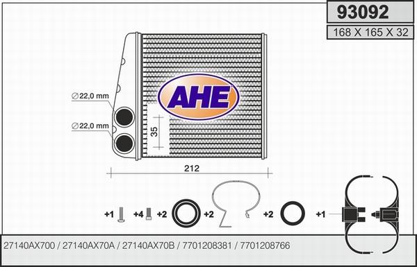 AHE 93092 - Теплообменник, отопление салона autodif.ru