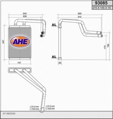 AHE 93085 - Теплообменник, отопление салона autodif.ru