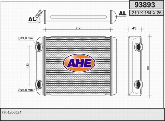 AHE 93893 - Теплообменник, отопление салона autodif.ru