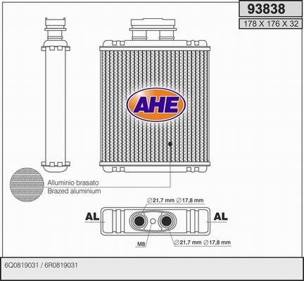 AHE 93838 - Теплообменник, отопление салона autodif.ru