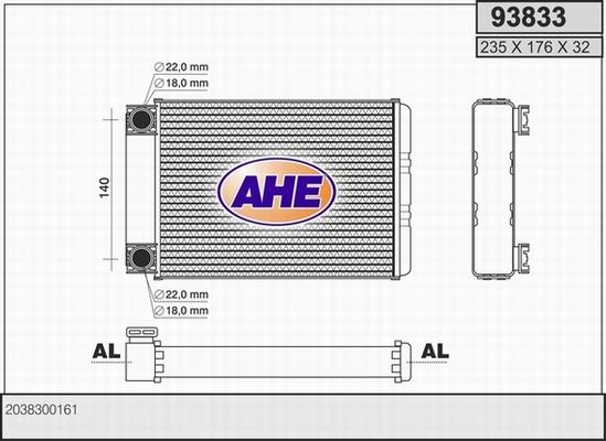 AHE 93833 - Теплообменник, отопление салона autodif.ru