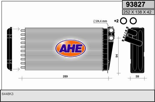 AHE 93827 - Теплообменник, отопление салона autodif.ru
