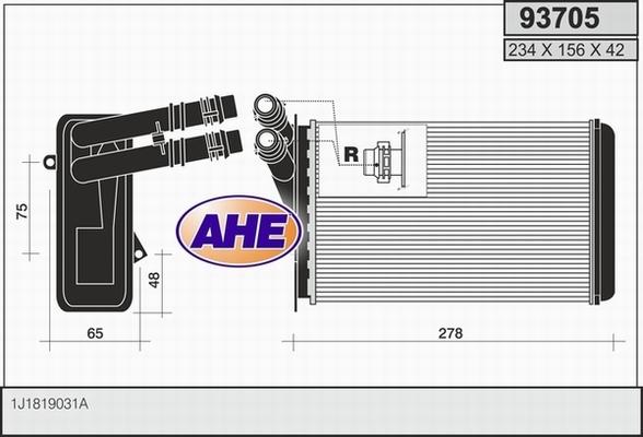 AHE 93705 - Теплообменник, отопление салона autodif.ru