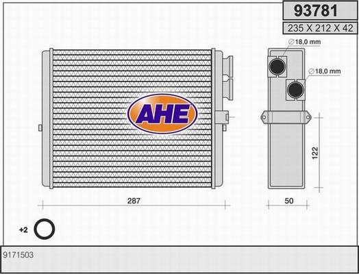AHE 93781 - Теплообменник, отопление салона autodif.ru