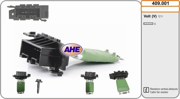 AHE 409.001 - Дополнительный резистор, электромотор - вентилятор радиатора autodif.ru