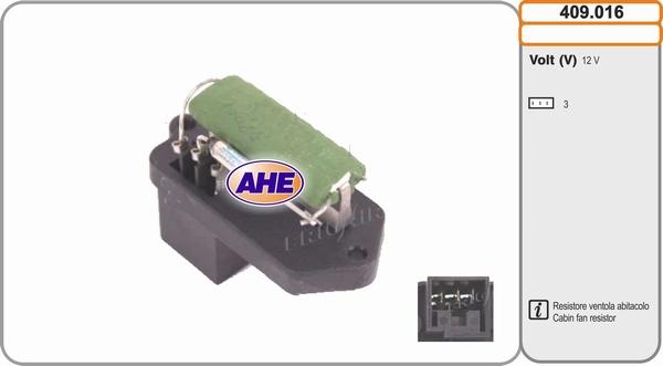 AHE 409.016 - Дополнительный резистор, электромотор - вентилятор радиатора autodif.ru