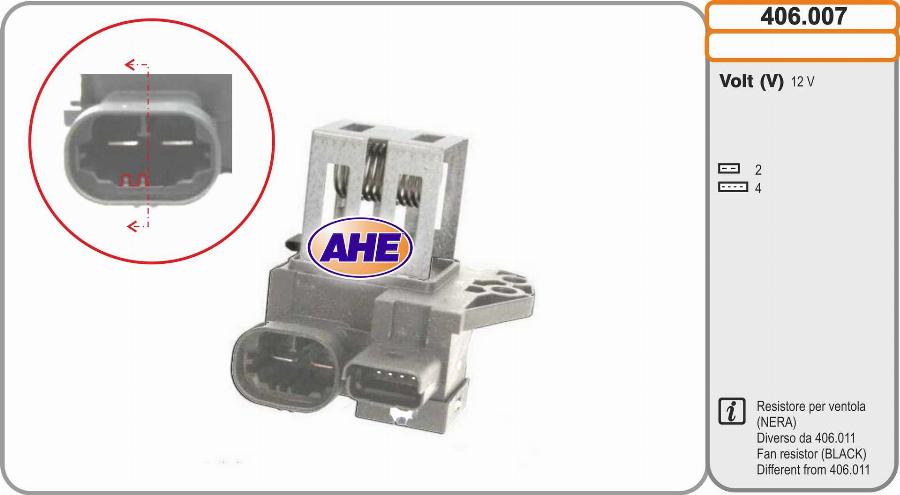 AHE 406.007 - Дополнительный резистор, электромотор - вентилятор радиатора autodif.ru