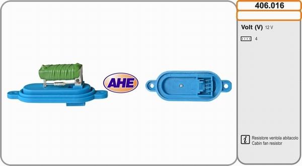 AHE 406.016 - Дополнительный резистор, электромотор - вентилятор радиатора autodif.ru