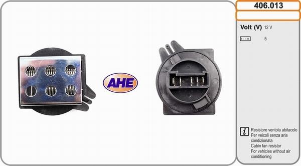 AHE 406.013 - Дополнительный резистор, электромотор - вентилятор радиатора autodif.ru