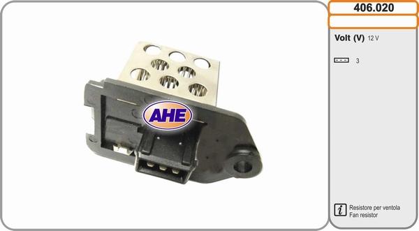 AHE 406.020 - Дополнительный резистор, электромотор - вентилятор радиатора autodif.ru