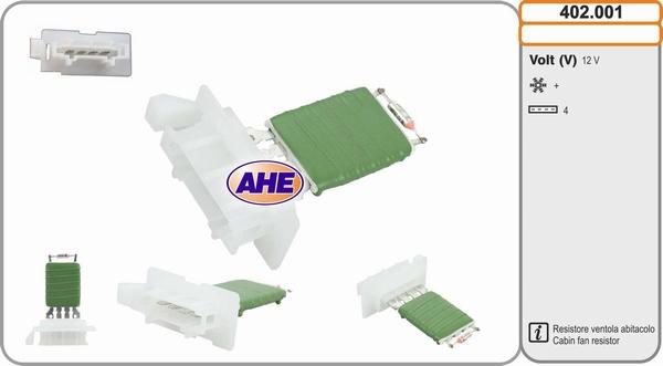 AHE 402.001 - Дополнительный резистор, электромотор - вентилятор радиатора autodif.ru