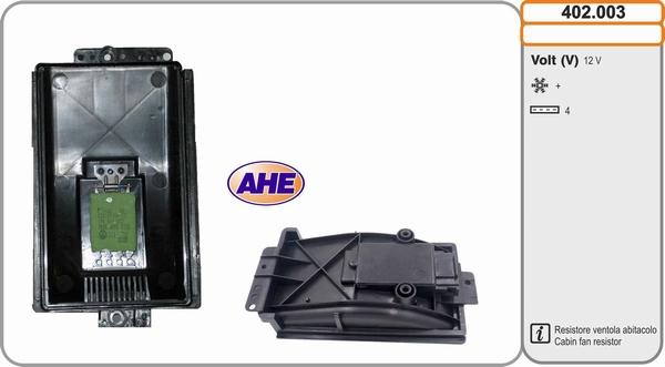 AHE 402.003 - Дополнительный резистор, электромотор - вентилятор радиатора autodif.ru