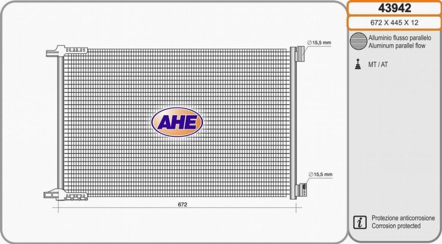 AHE 43942 - Конденсатор кондиционера autodif.ru