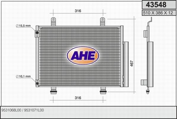AHE 43548 - Конденсатор кондиционера autodif.ru