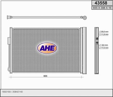AHE 43558 - Конденсатор кондиционера autodif.ru