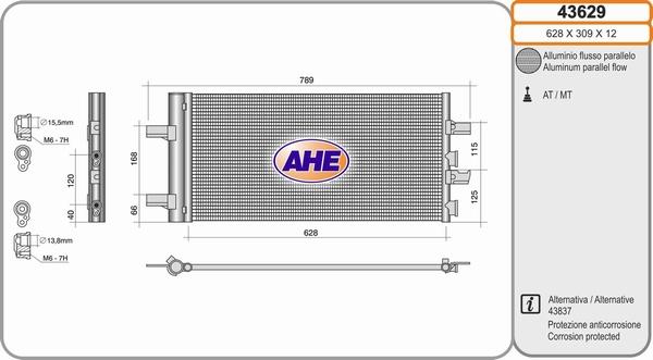 AHE 43629 - Конденсатор кондиционера autodif.ru