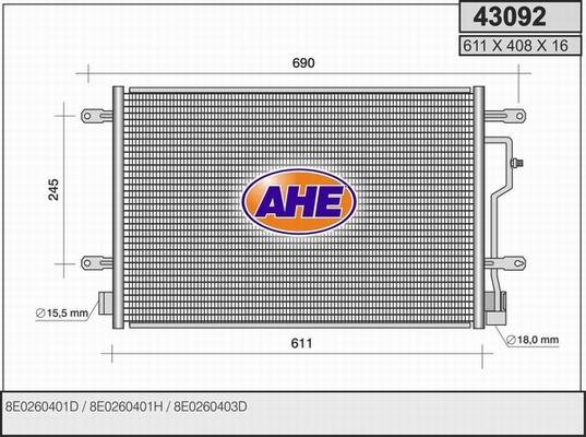 AHE 43092 - Конденсатор кондиционера autodif.ru