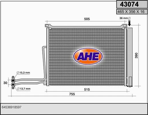 AHE 43074 - Конденсатор кондиционера autodif.ru