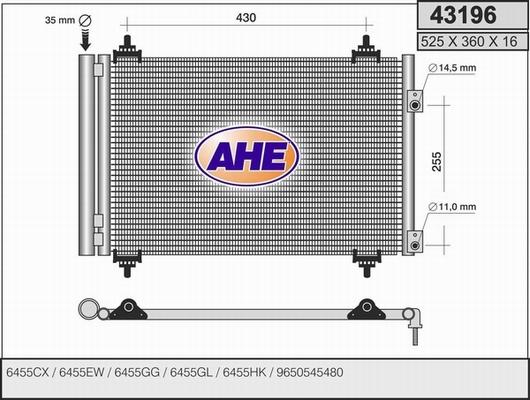 AHE 43196 - Конденсатор кондиционера autodif.ru