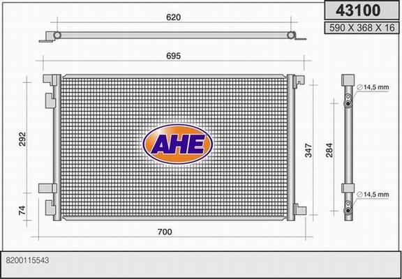 AHE 43100 - Конденсатор кондиционера autodif.ru