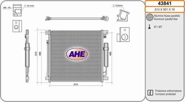 AHE 43841 - Конденсатор кондиционера autodif.ru