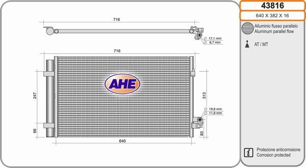AHE 43816 - Конденсатор кондиционера autodif.ru